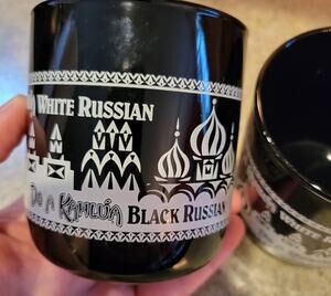 Set of 2 Kahlua Black Amber Drink Glasses White Russian Black Russian Libbey USA